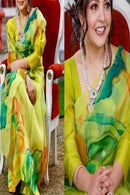 Mustard Yellow Color Digital Printed Jacquard Saree SY 5188