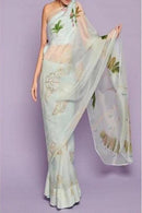 Light Firozi Color Party Wear Satin Printed Saree SY 5280