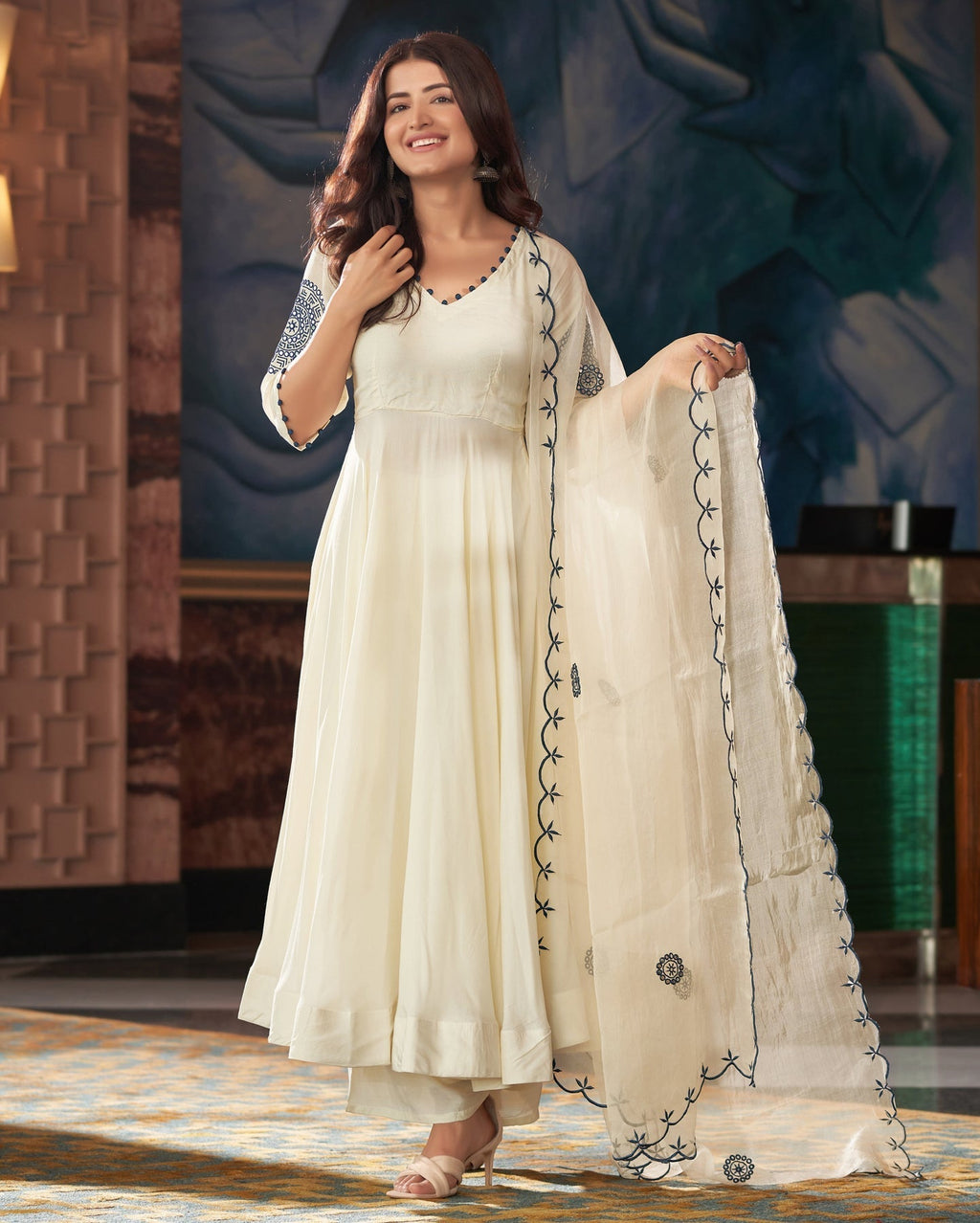 White Color Beautiful Designer Party Wear Gown