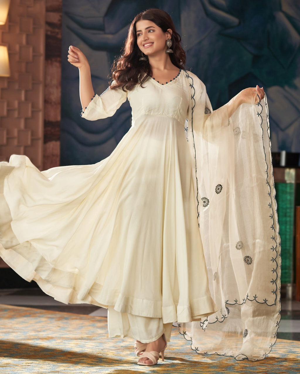White Color Beautiful Designer Party Wear Gown