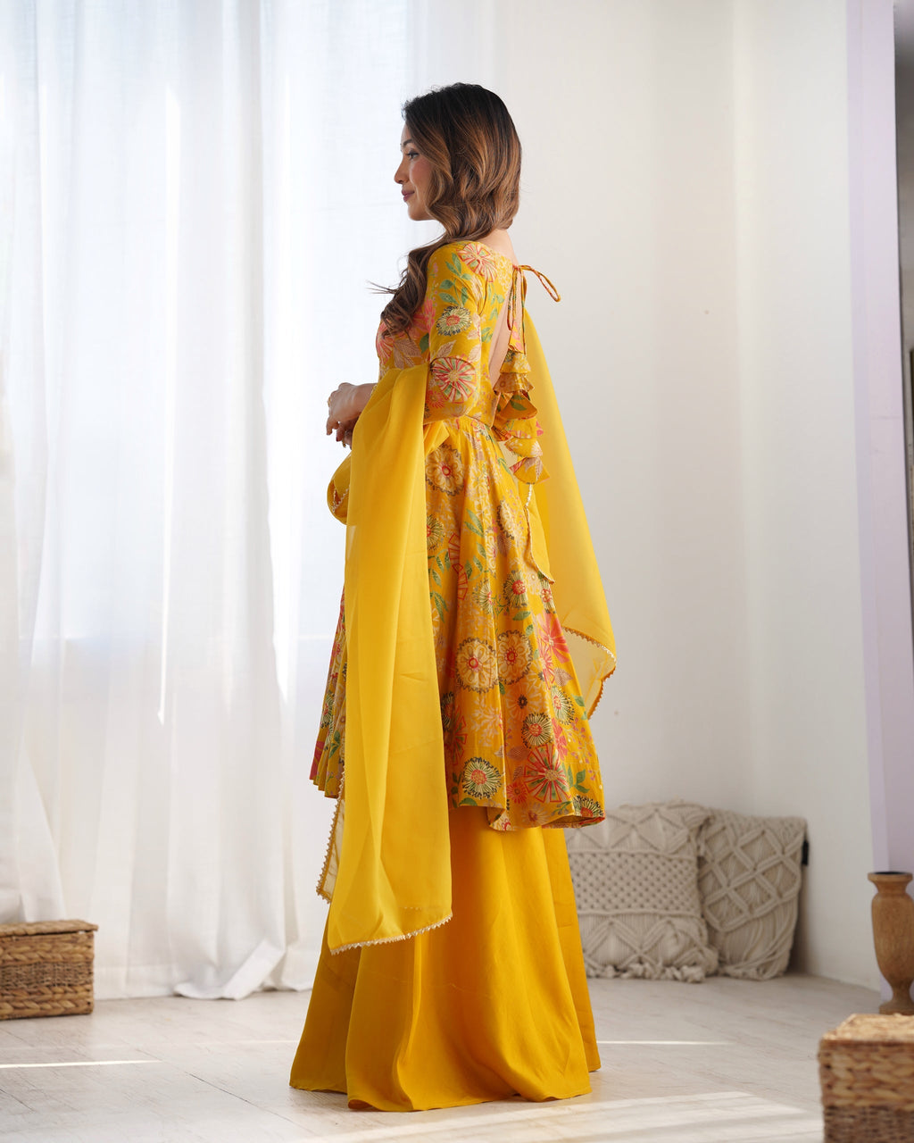Beautiful Yellow Color Sarara Suits Dress For Girls