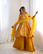 Beautiful Yellow Color Sarara Suits Dress For Girls