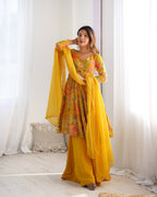 Beautiful Yellow Color Sarara Suits Dress For Girls