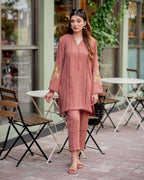 Peach Color Party Wear Best Chikankari Work Kurta Designs
