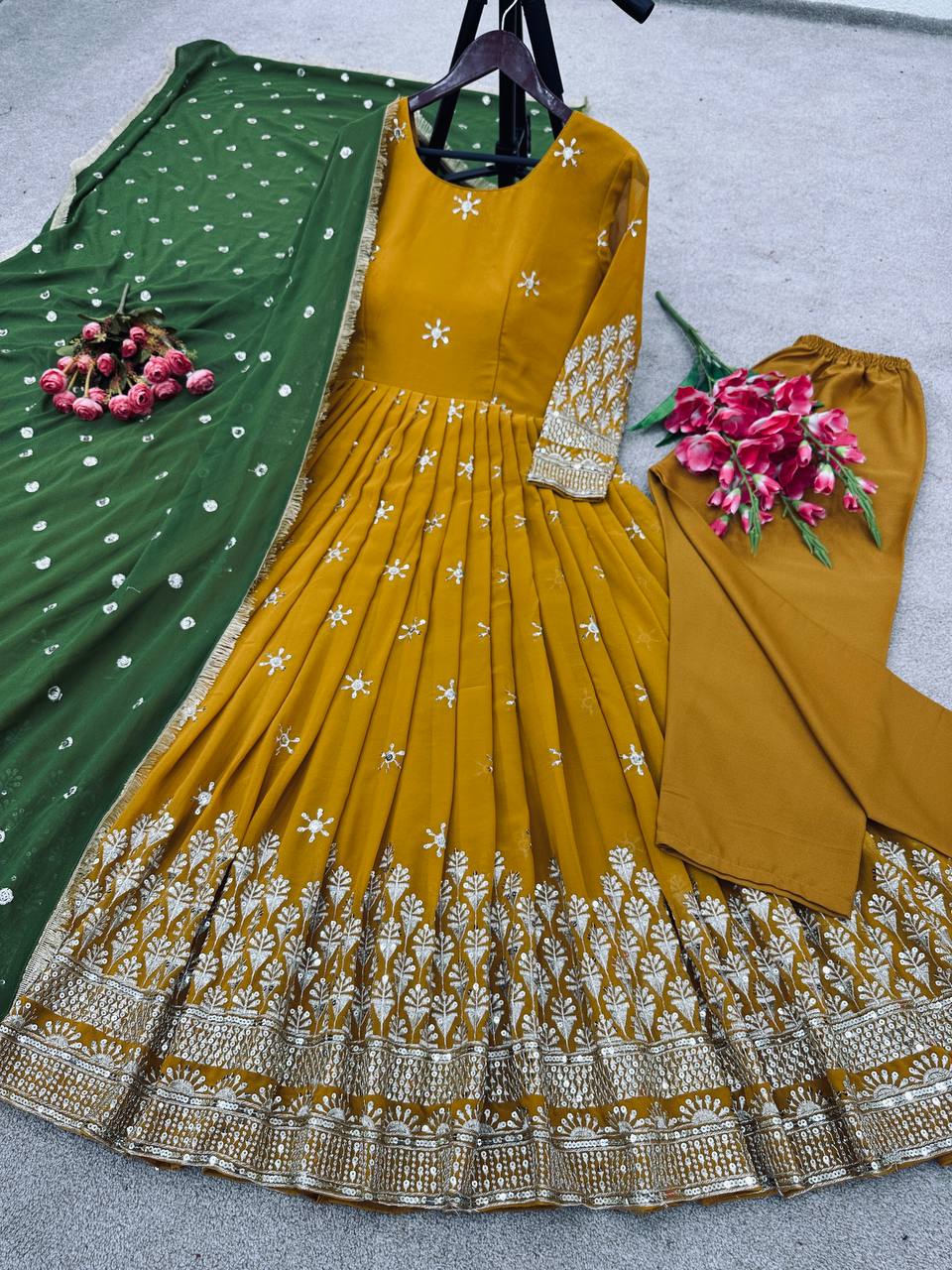 Attractive Mustered Yellow Color Gown Designs