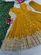Attractive Mustered Yellow Color Gown Designs