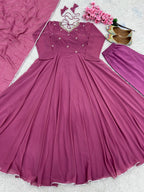 Amiable Round Flair Party Wear Online Gown