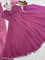 Amiable Round Flair Party Wear Online Gown
