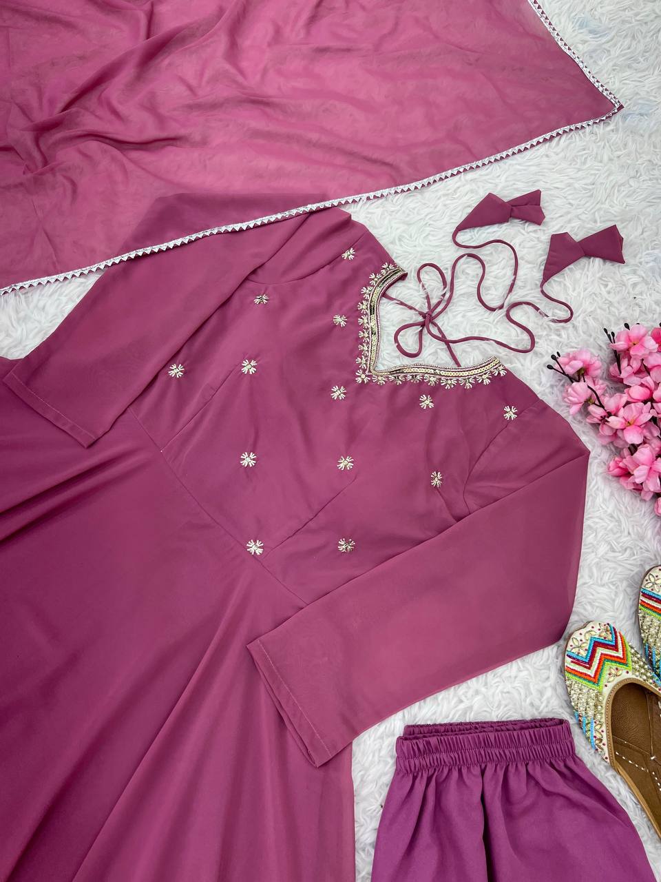 Amiable Round Flair Party Wear Online Gown