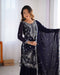 Alluring Blue Color Chikankari Anarkali Party Wear Dress