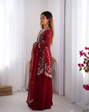 Admirable Maroon Color Designer Kurti N Sarara