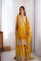 Antic Yellow Color Heavy Work Attractive Kurti N Sarara