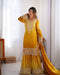 Antic Yellow Color Heavy Work Attractive Kurti N Sarara