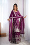 Stylish Purple Color Hand work Designer Sarara