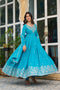 sky blue color Regular Wear Heavy Embroidery Work Pure Kurti Plazzo
