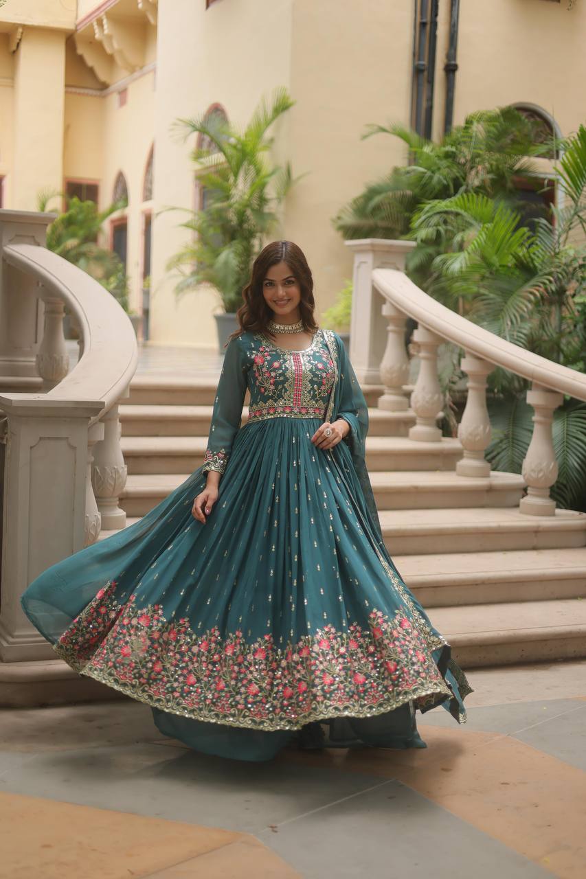 Majenta Color Anarkali Gown Low Rate Designs