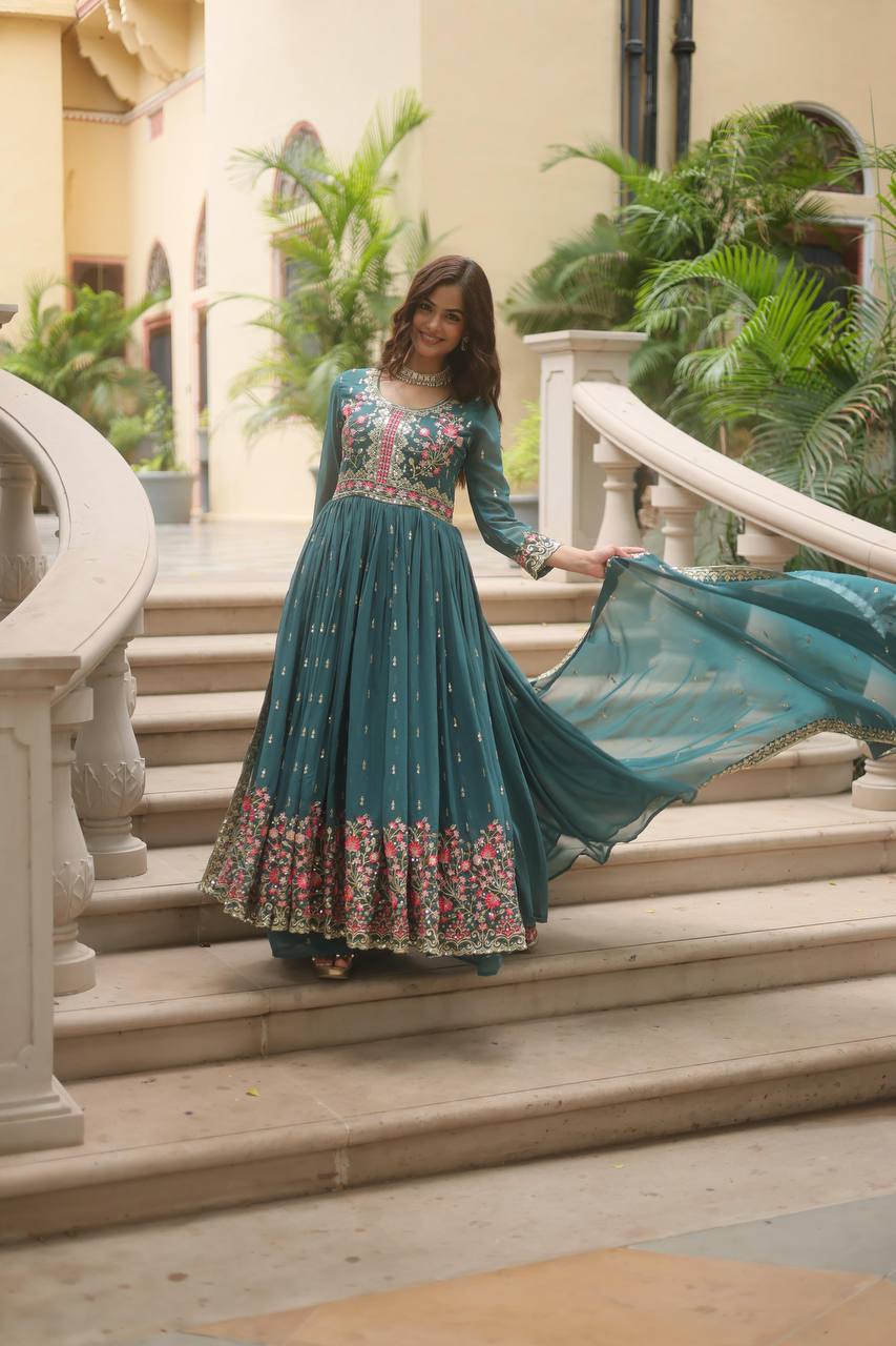 Majenta Color Anarkali Gown Low Rate Designs