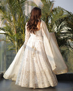 Audacious White Color Heavy Work Gown Designs