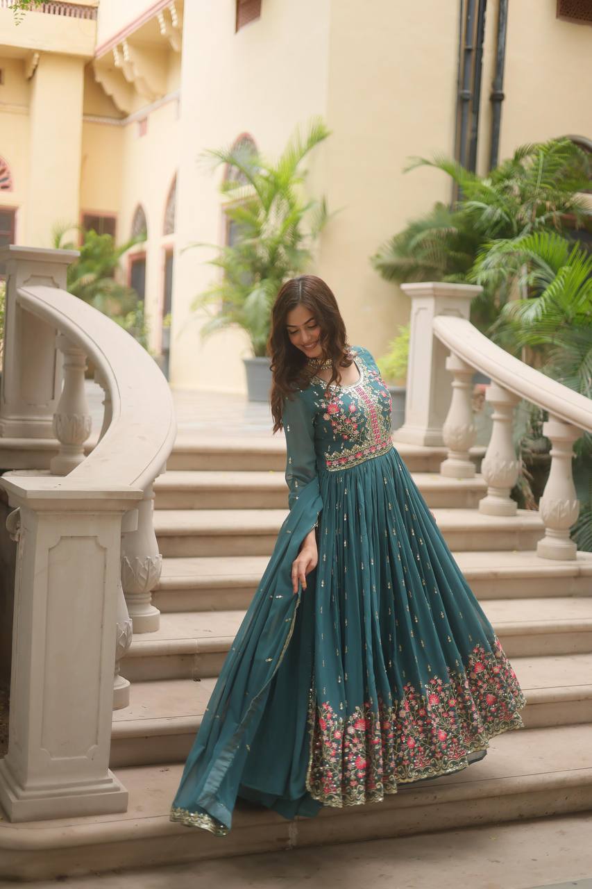 Majenta Color Anarkali Gown Low Rate Designs