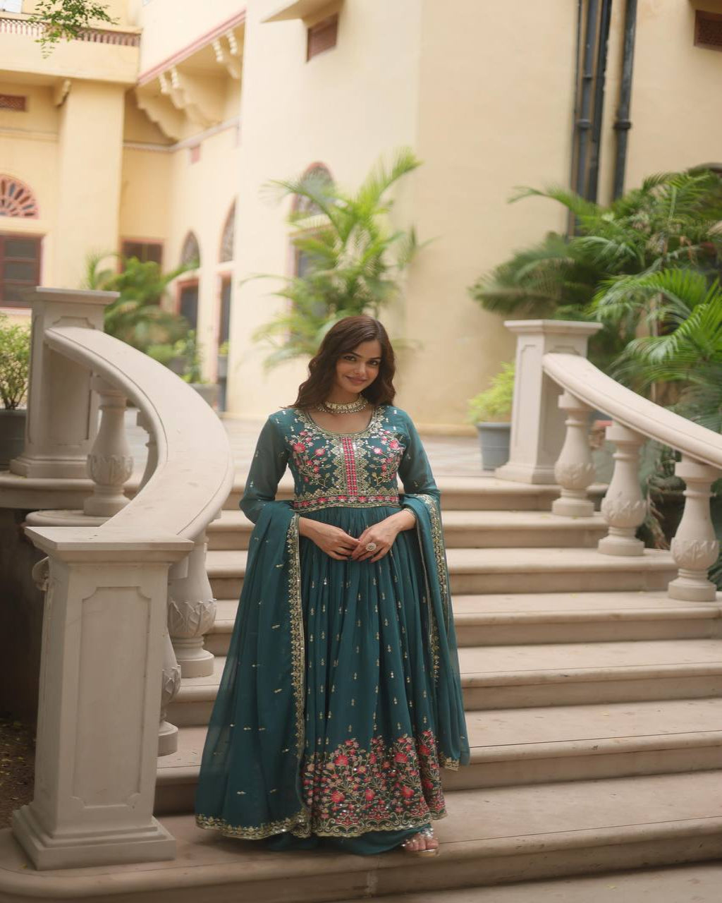 Majenta Color Anarkali Gown Low Rate Designs
