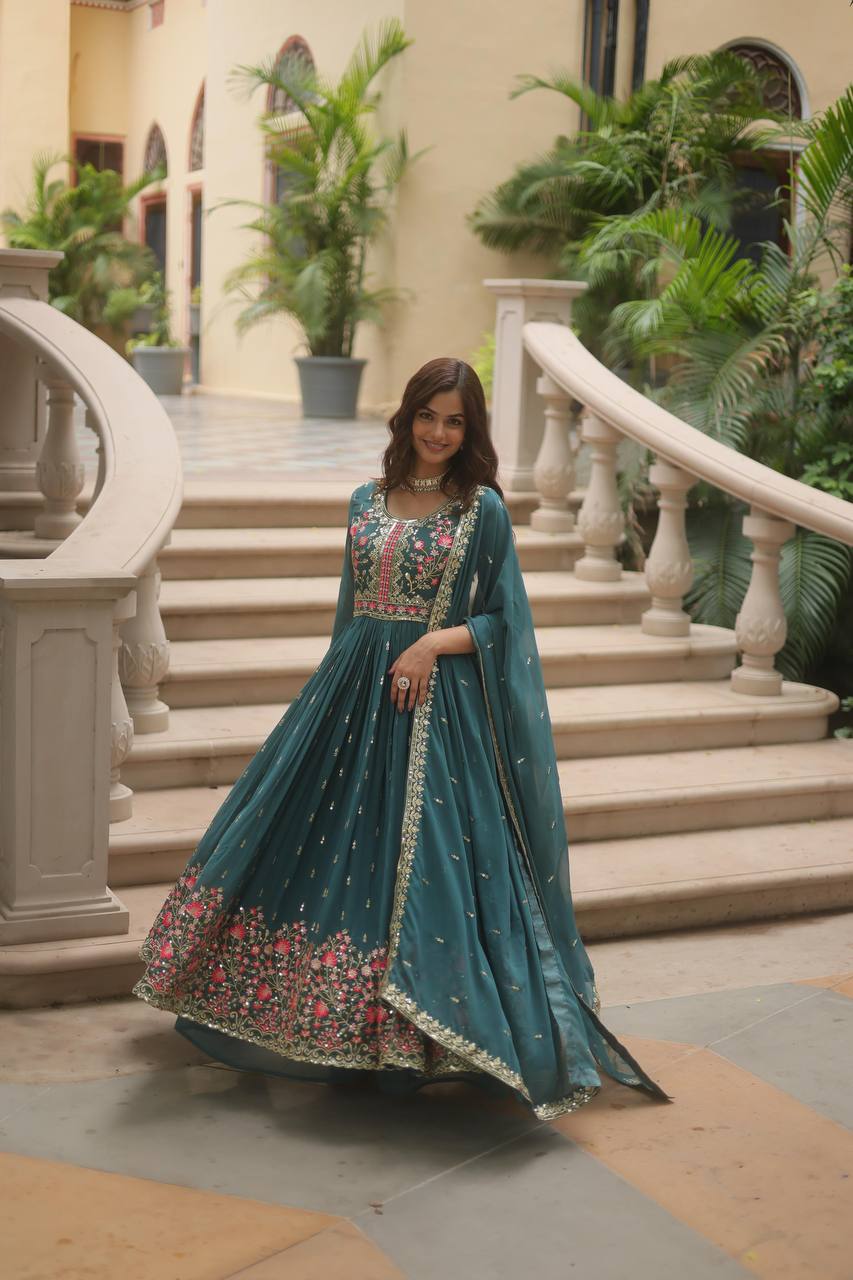 Majenta Color Anarkali Gown Low Rate Designs