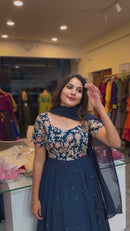 Adorning Blue Color Designer Heavy Salwar Kameez