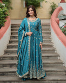 sky blue color Designer Straight Lowest Price Online Gown