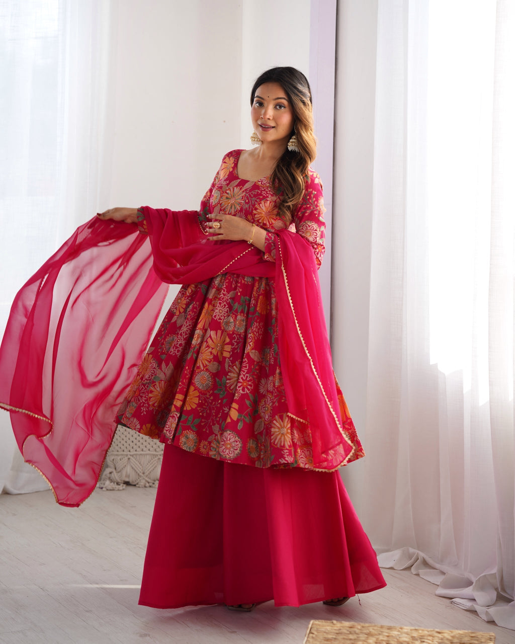 pink color Pure Designer Attractive Shining Gown Dress