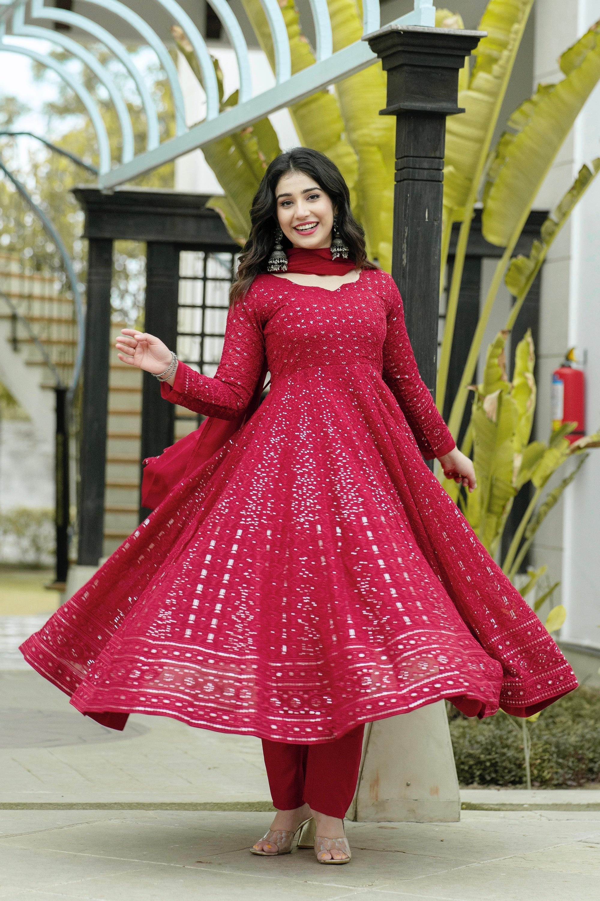 Maroon Color Designer Online Gown For Girls