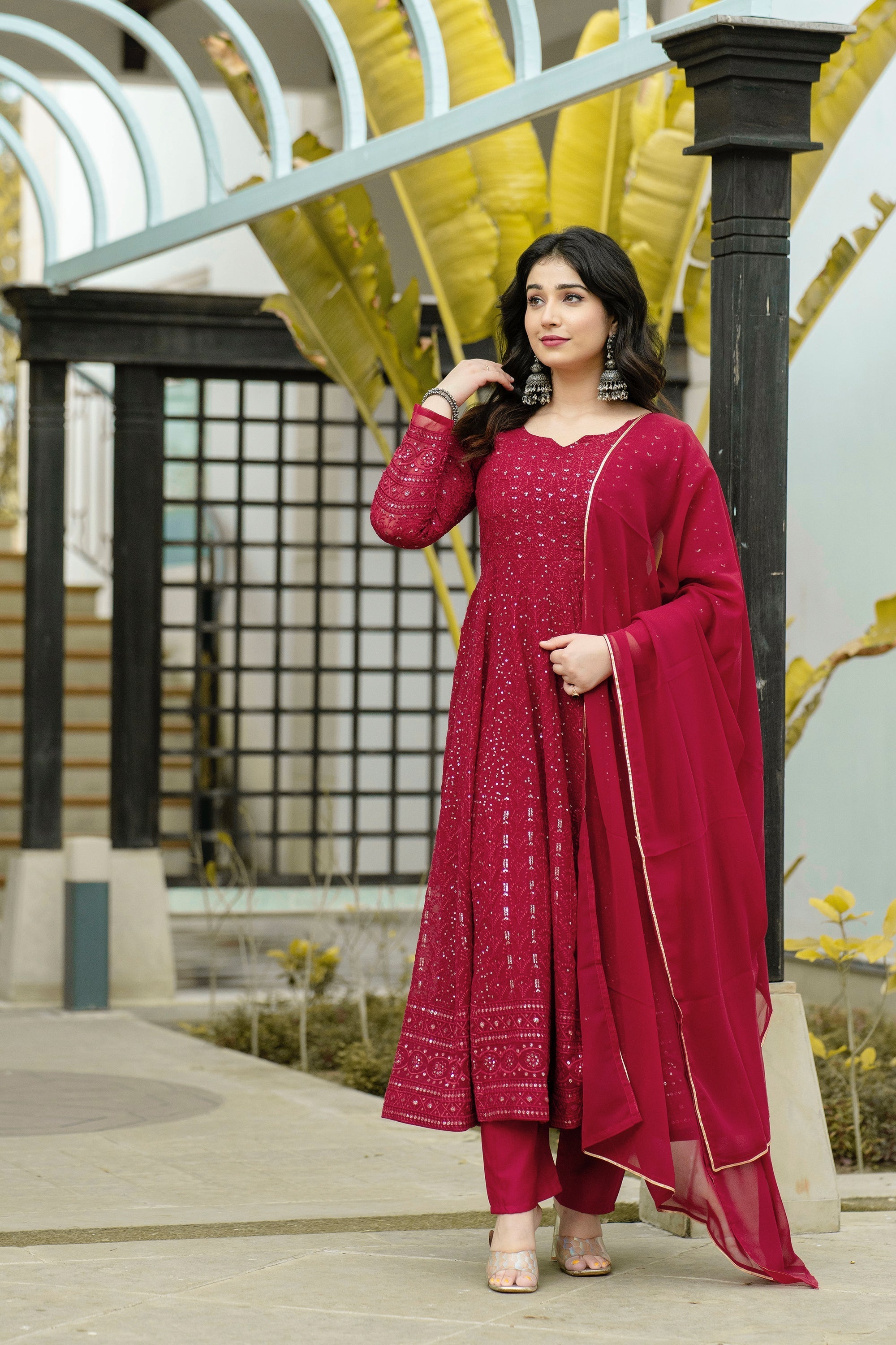 Maroon Color Designer Online Gown For Girls