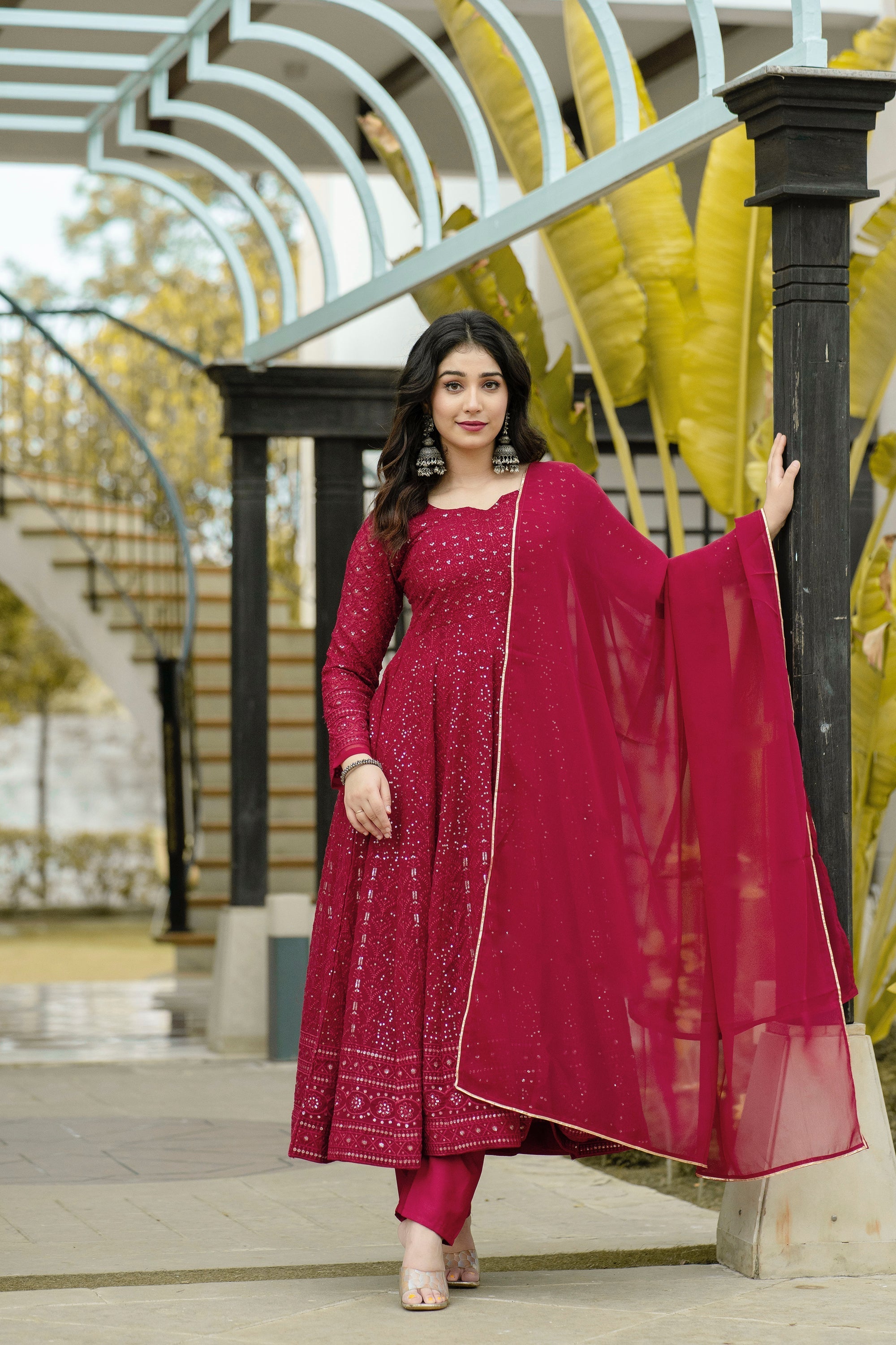 Maroon Color Designer Online Gown For Girls
