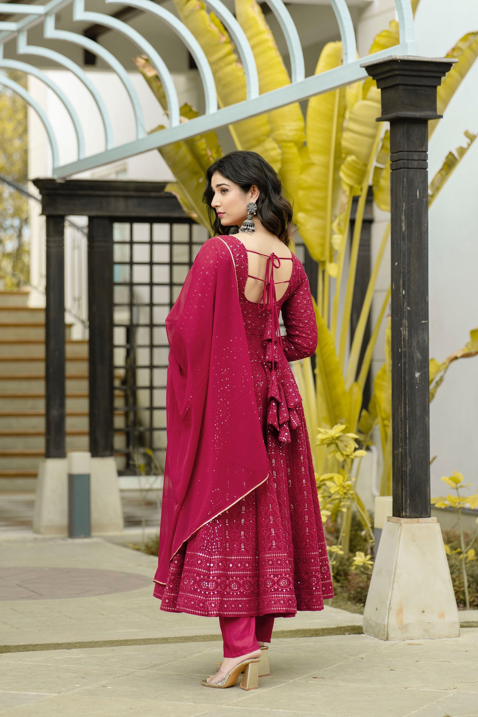 Maroon Color Designer Online Gown For Girls