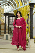 Maroon Color Designer Online Gown For Girls