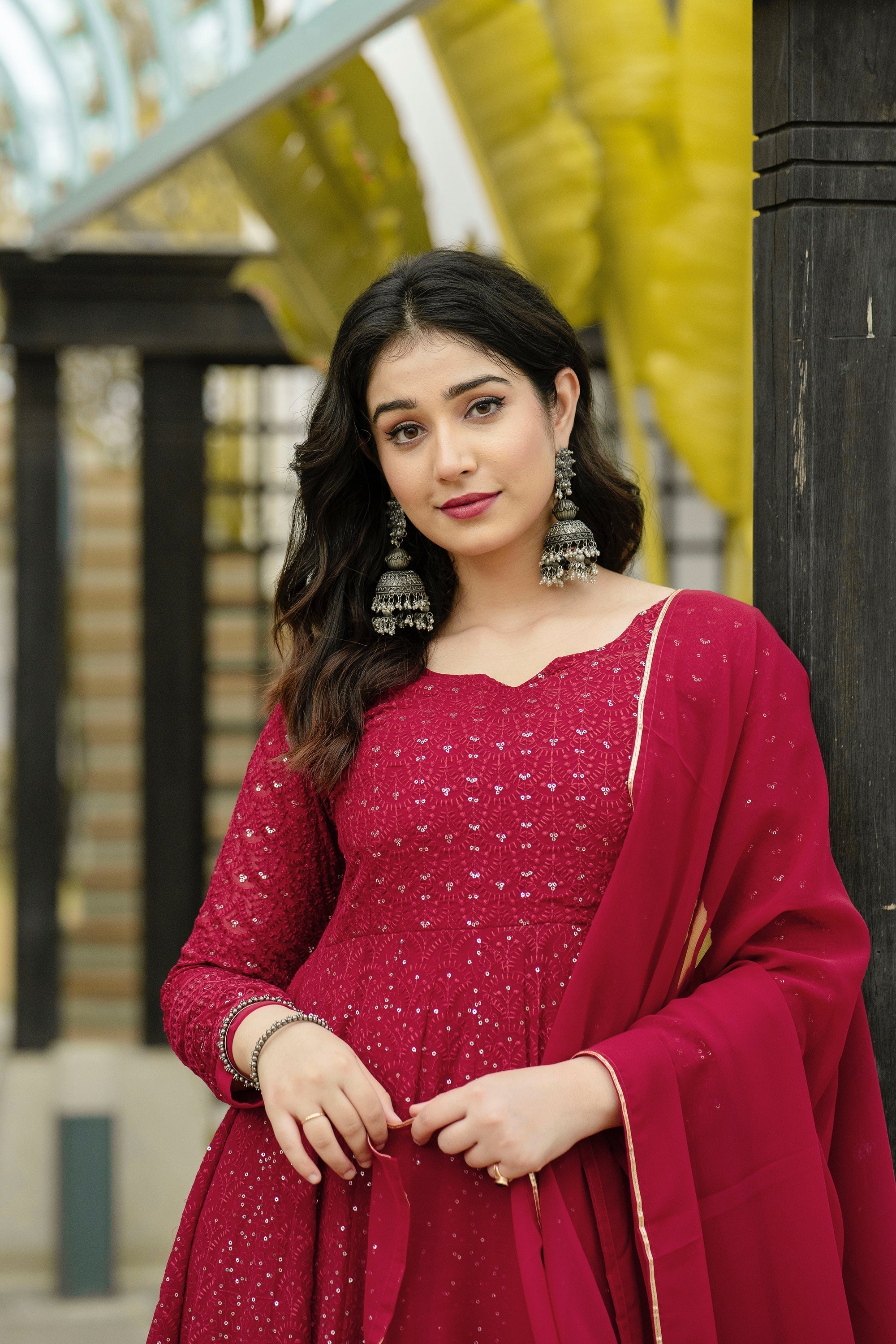 Maroon Color Designer Online Gown For Girls