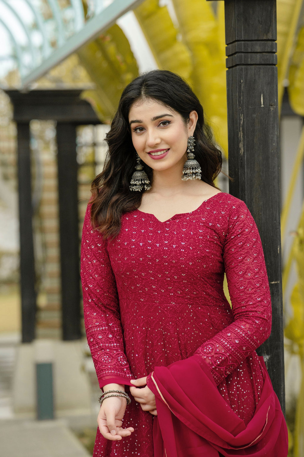 Maroon Color Designer Online Gown For Girls