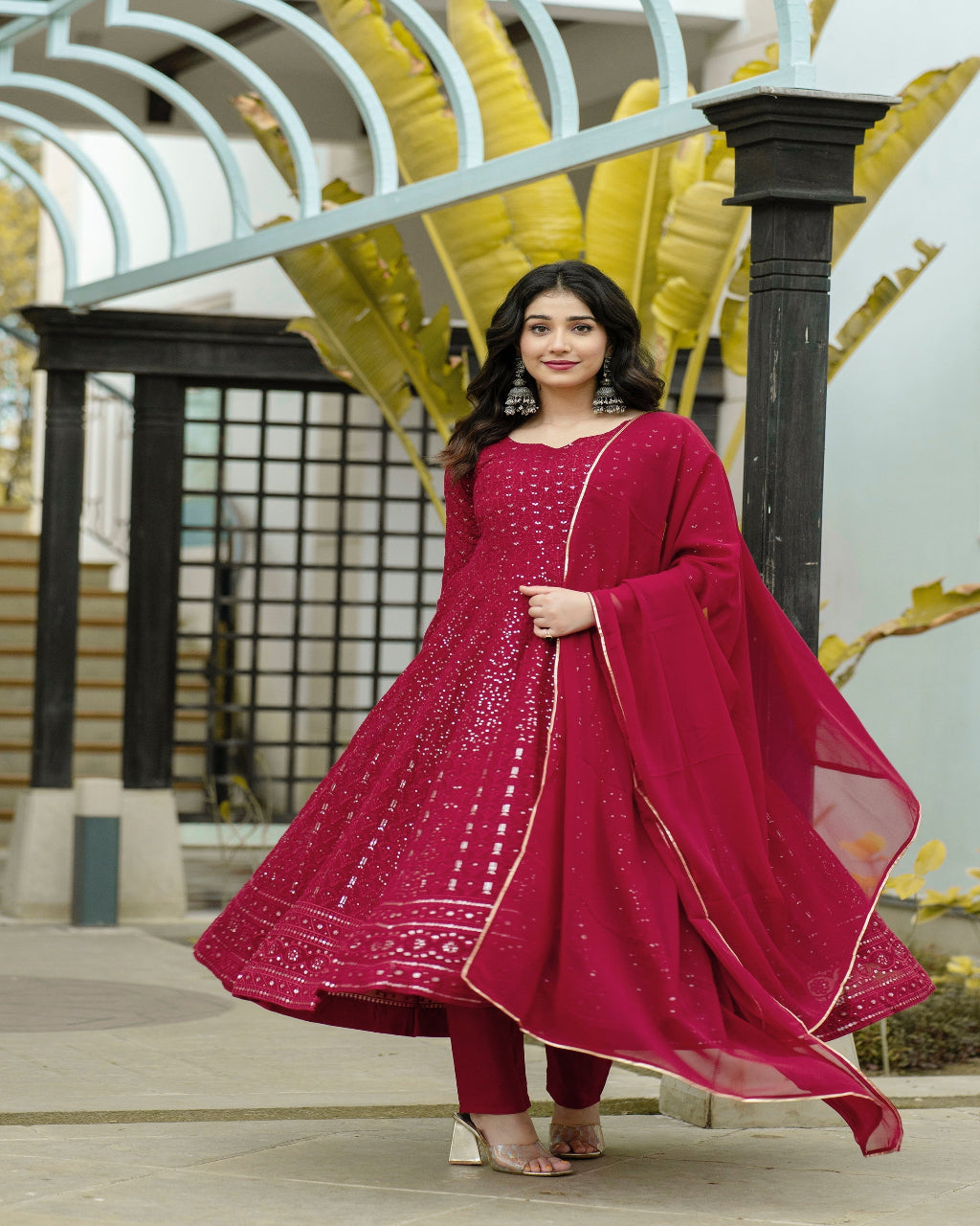 Maroon Color Designer Online Gown For Girls
