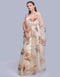 Contemporary White Yellow Color Pure Organza Silk Digital Print Saree For Woven