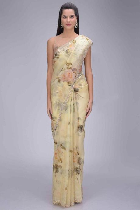 Fashionable Party Wear Pure Organza Silk Digital Printed Saree SY 1422