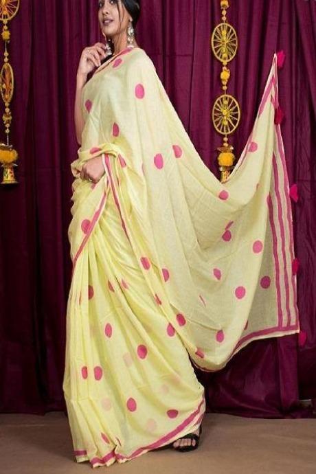 Designer Ethnic Organza Silk Fancy Yellow Saree