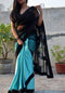 Fashionable Designer Silk Black Digital Printed Jacquard Saree SY 1517