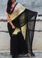 Two Shaded Yellow And Black Regular Wear Silk Saree