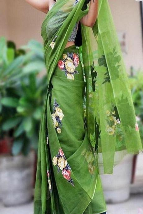 Traditional Regular Printed Ethnic Satin Silk Fancy C Green Saree SY 5918