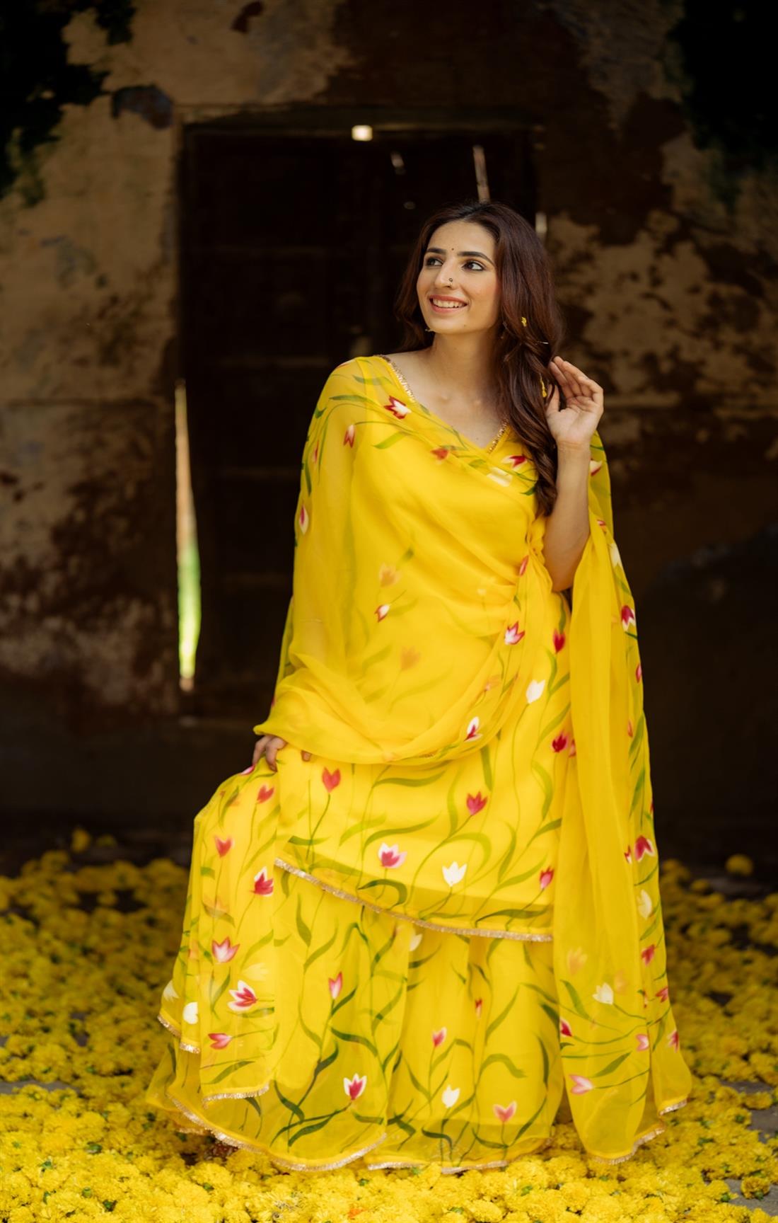 Beautiful Designer Party Wear Yellow Gown Dress