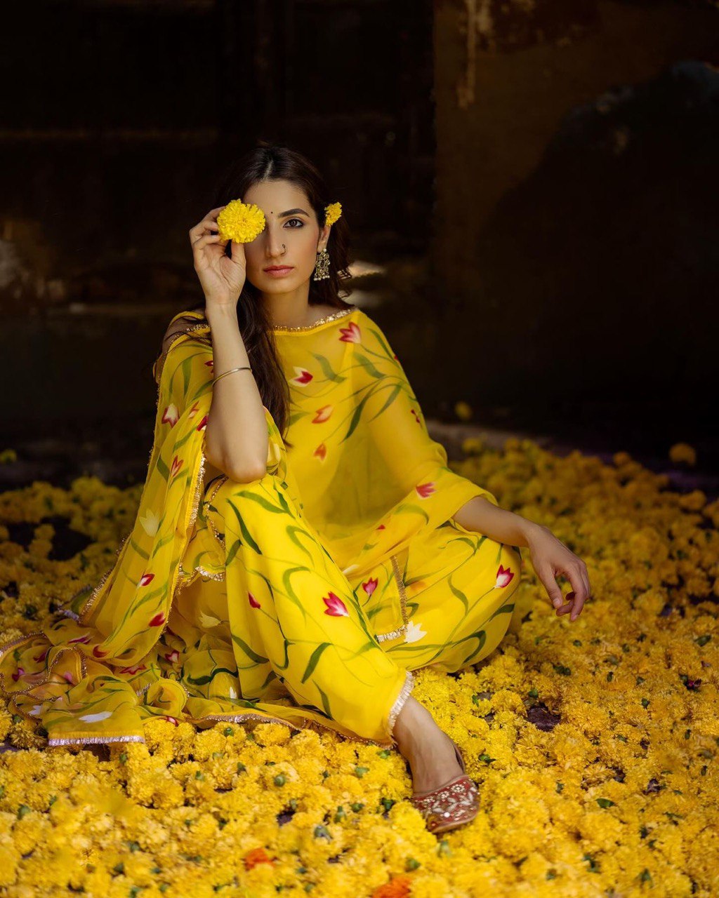 Beautiful Designer Party Wear Yellow Gown Dress