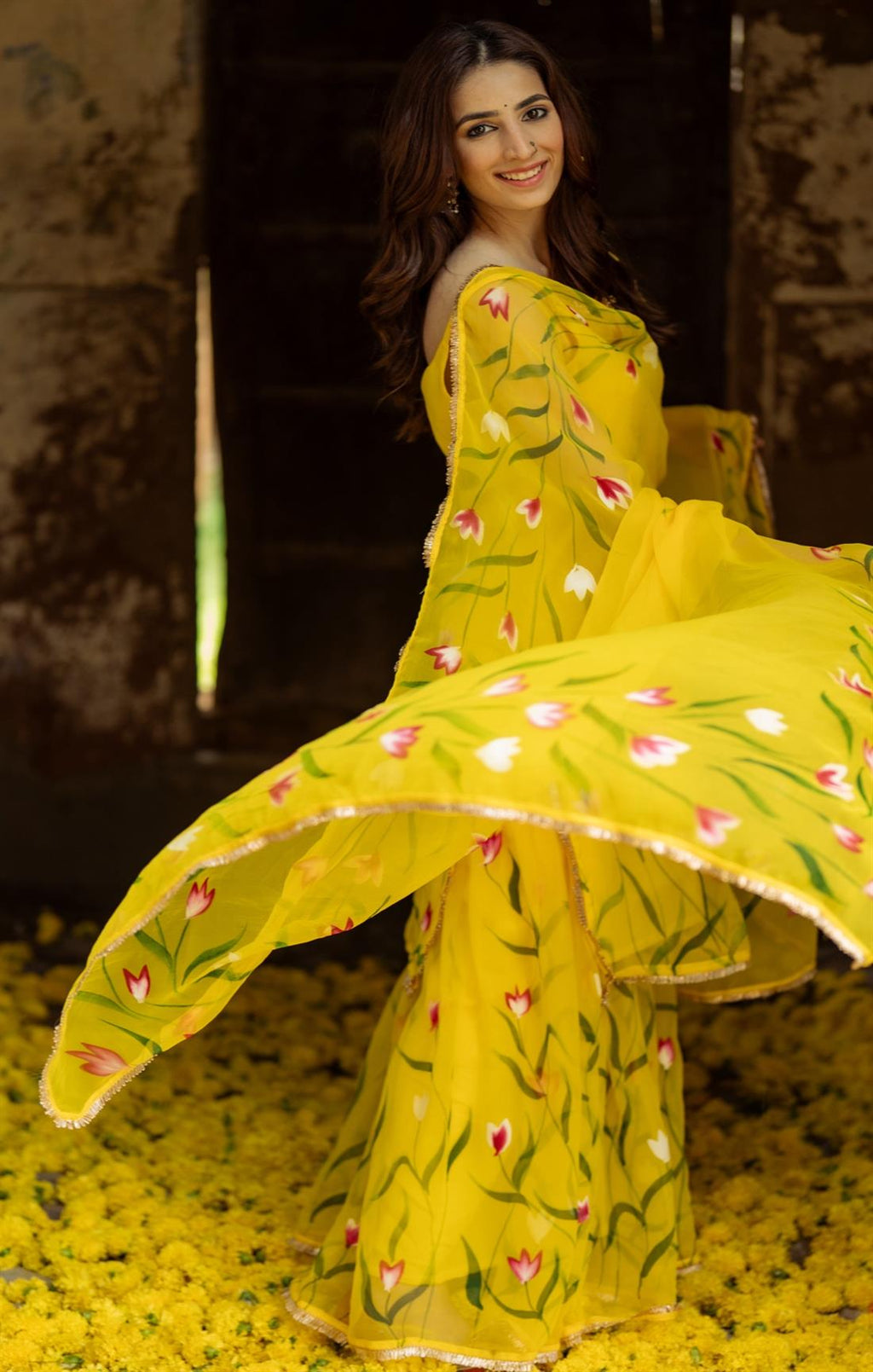 Beautiful Designer Party Wear Yellow Gown Dress
